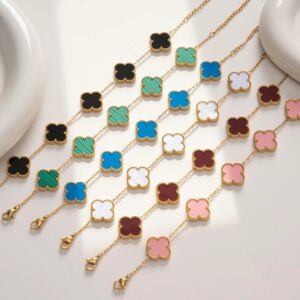 18k gold plated over stainless steel clover bracelets