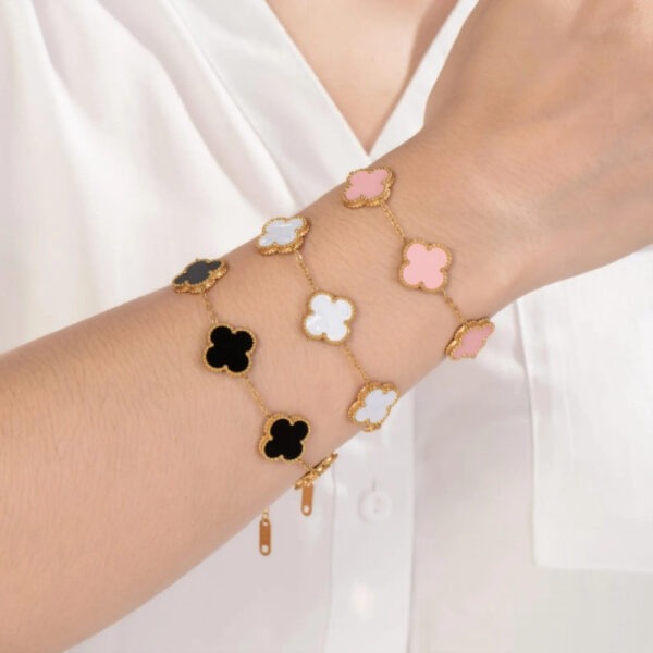 18k gold plated over stainless steel clover bracelets