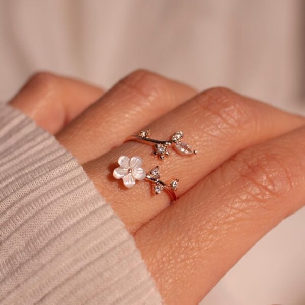 birth flower ring mother of pearl sakura rings