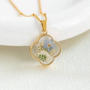 forget me not and baby's breath necklace