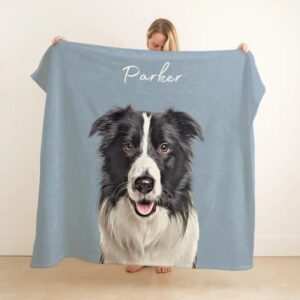 custom pet blanket using pet photo + name custom