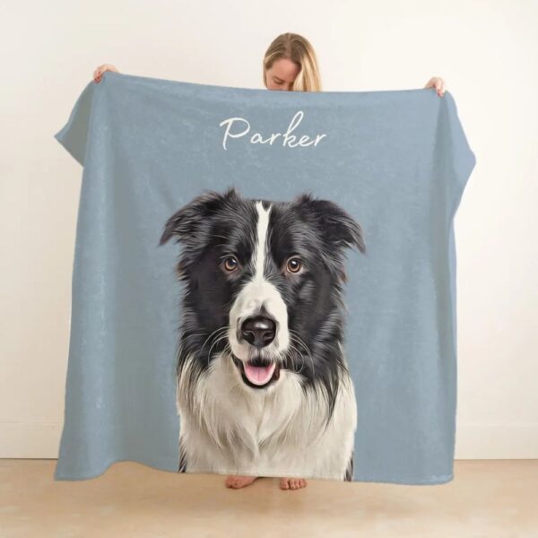 custom pet blanket using pet photo + name custom