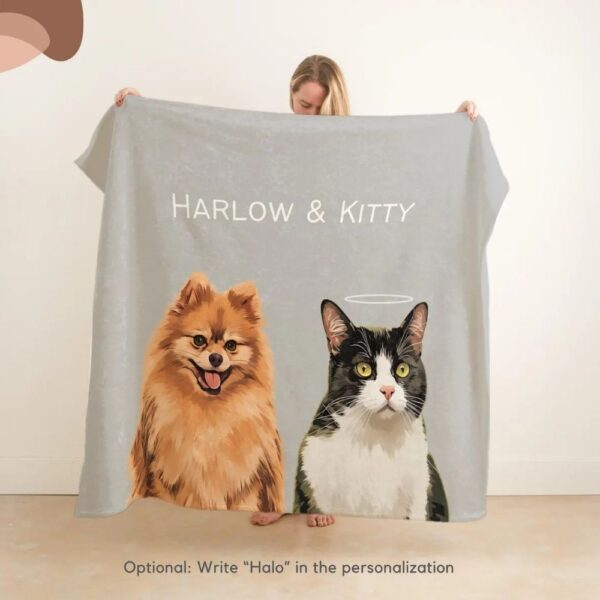 custom pet blanket using pet photo + name custom