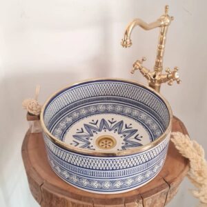 custom made oceanic blue ceramic bathroom sink