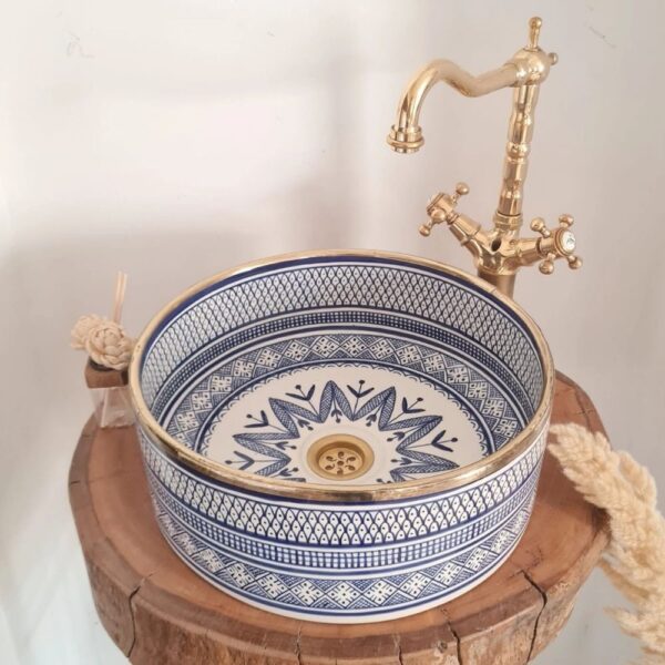 custom made oceanic blue ceramic bathroom sink
