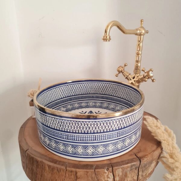 custom made oceanic blue ceramic bathroom sink