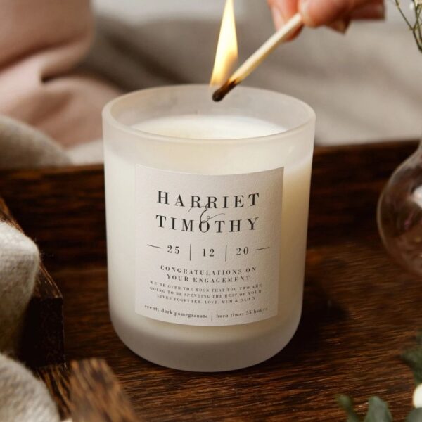 engagement gift personalised candle