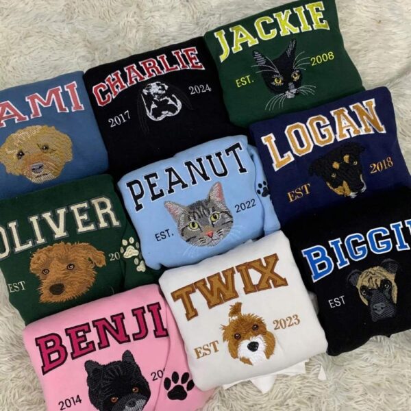 custom dog face embroidered sweatshirt