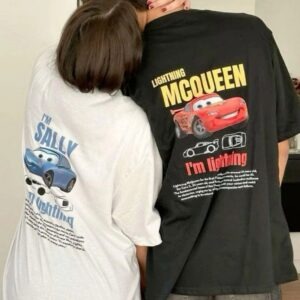 lightning mcqueen and sally couple t shirt