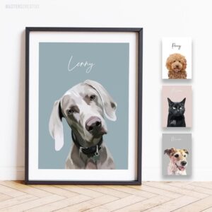pet portrait, hand illustrated custom portrait
