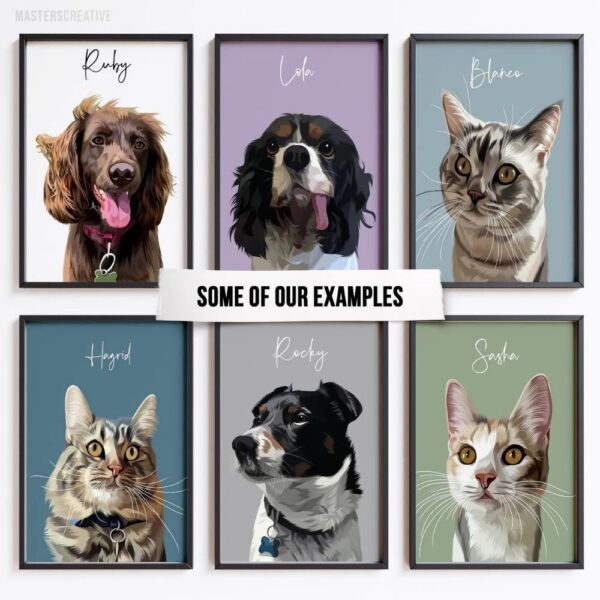 pet portrait, hand illustrated custom portrait