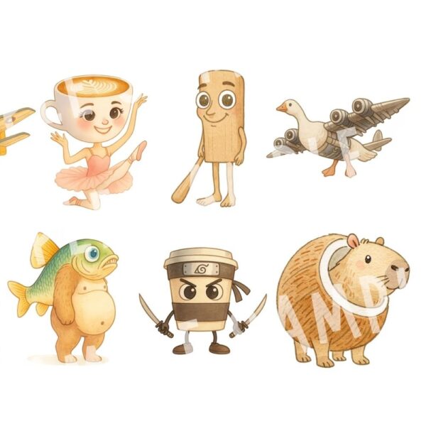 italian brainrot 14 doodle characters svg png bundle
