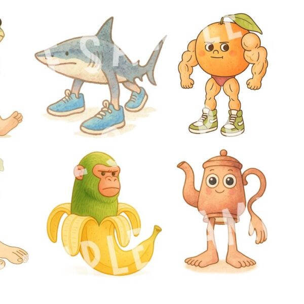 italian brainrot 14 doodle characters svg png bundle