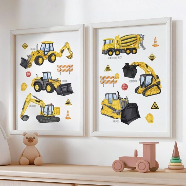 construction wall art boy's room