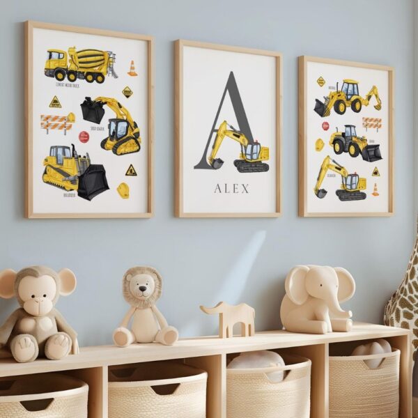 construction wall art boy's room