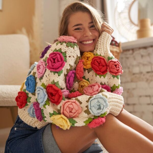 crochet pattern, crochet rose garden jacket pdf pattern
