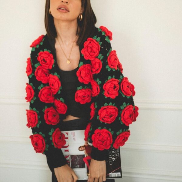 crochet pattern, crochet rose garden jacket pdf pattern