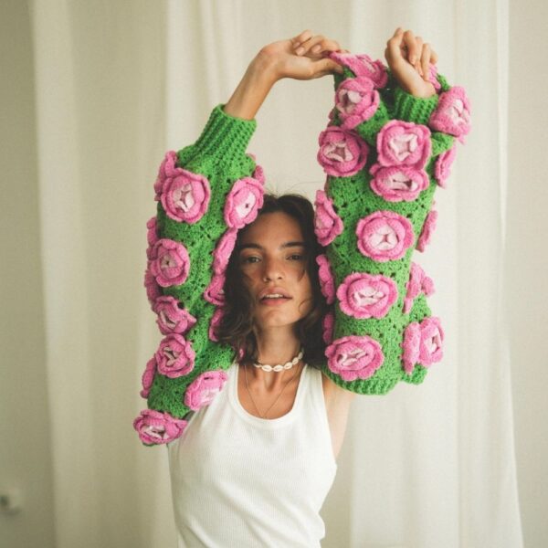 crochet pattern, crochet rose garden jacket pdf pattern