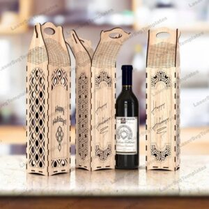 laser cut wine bottle gift box 6 bundle svg file
