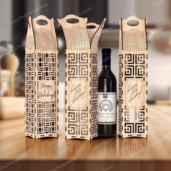 laser cut wine bottle gift box 6 bundle svg file