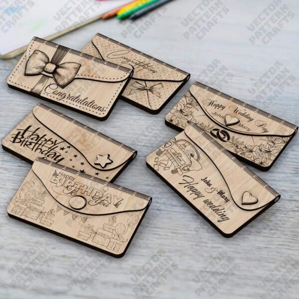 laser cut money envelope 6 bundle svg cutting file