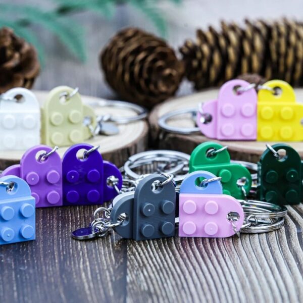 personalized initial heart keychain set