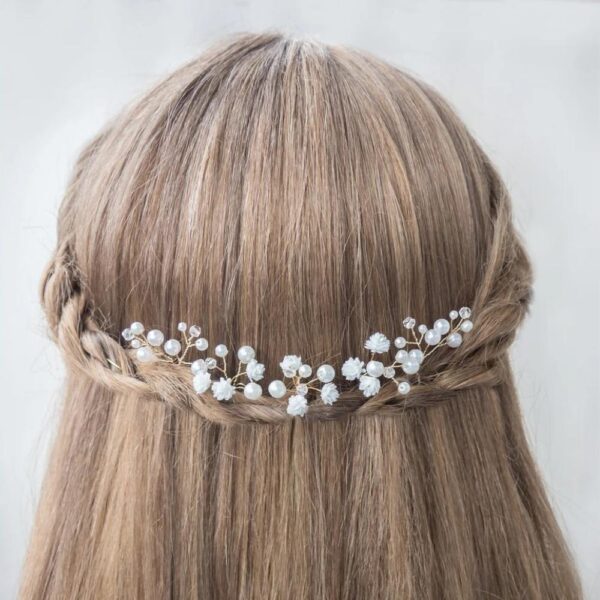 wedding flower hair pins pearl piece babys breath bridal headpiece