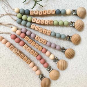 personalized pacifier clip and rattle set