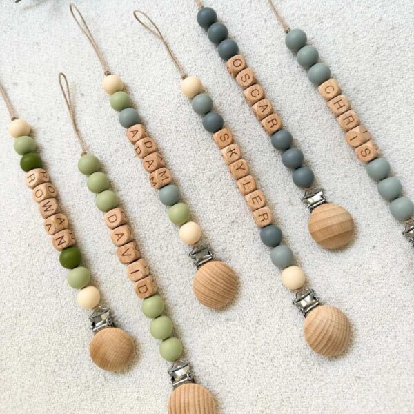 personalized pacifier clip and rattle set