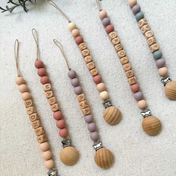 personalized pacifier clip and rattle set