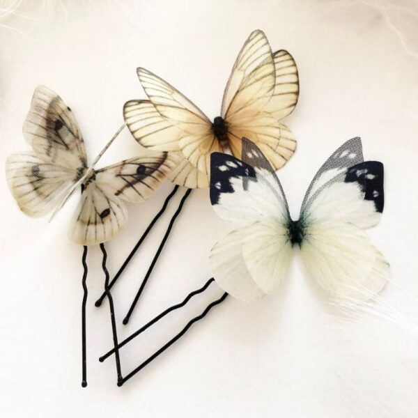 hand made hairpins set of 3 butterfly hairpins in boho chic style