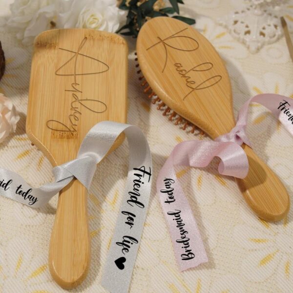 bridesmaid wood combs personalized