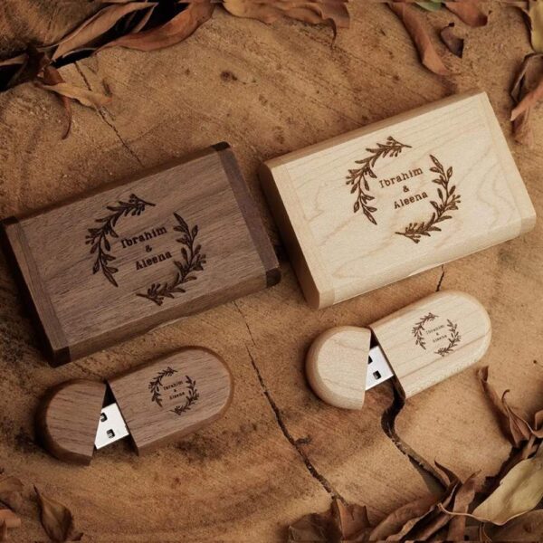 personalized wooden usb with box custom logo