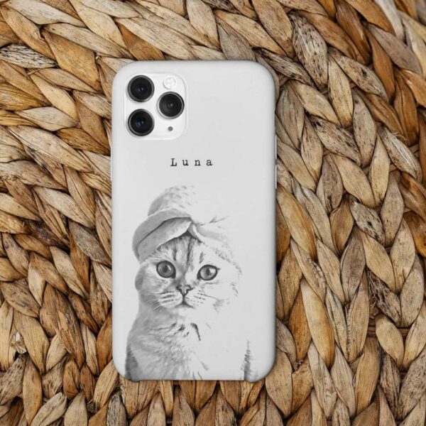 custom sketch pet phone case using pet photo and name