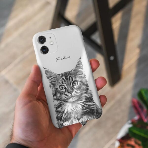 custom sketch pet phone case using pet photo and name