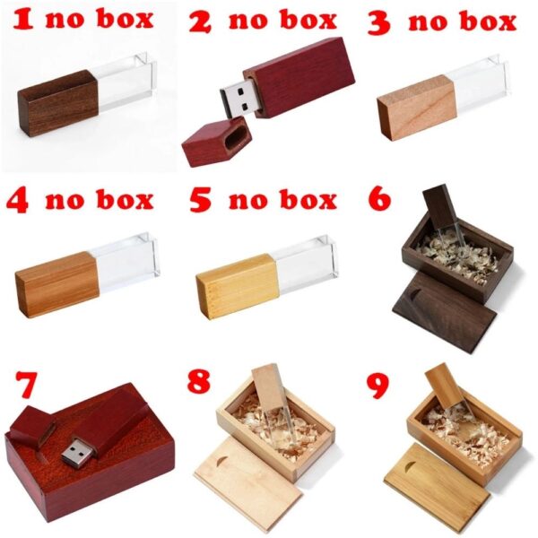 personalized crystal wooden usb drive in walnut/maple box