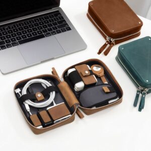 cable organizer travel, leather cable and charger organizer bag