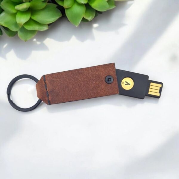 yubikey leather case protector yubico 5 nfc keychain