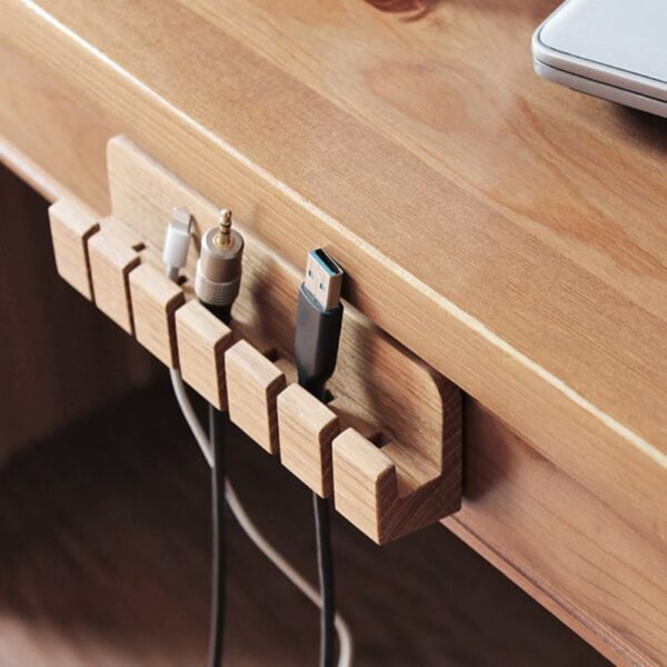wooden cable and charger organizer
