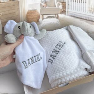 personalised baby blanket and comforter gift set