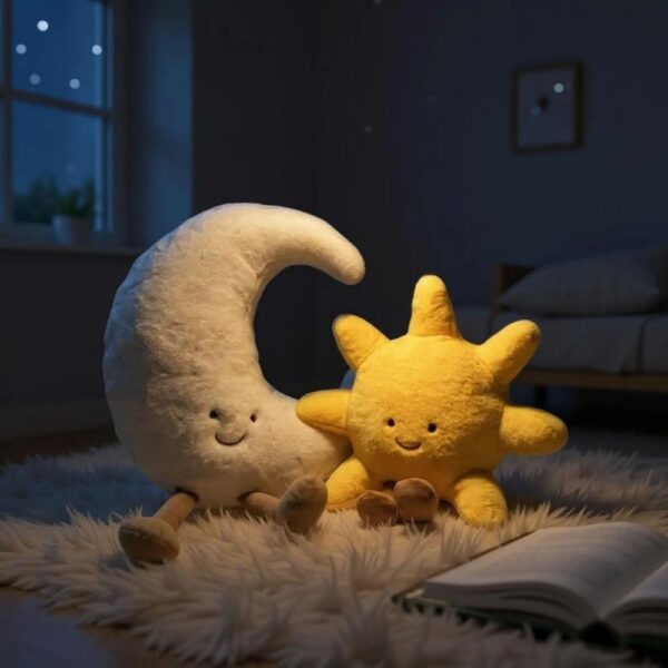 sun and moon plush toys soft weather pillows nursery