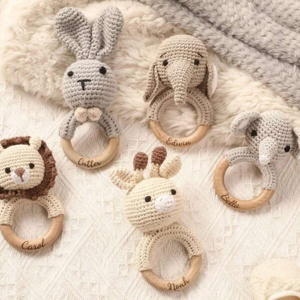 personalized crochet rattle