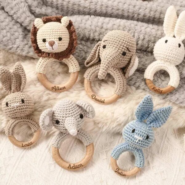 personalized crochet rattle