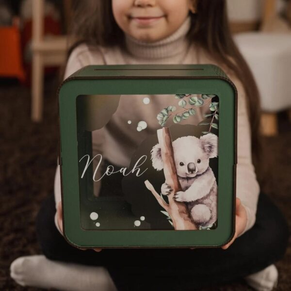 personalized large wooden piggy bank for kids
