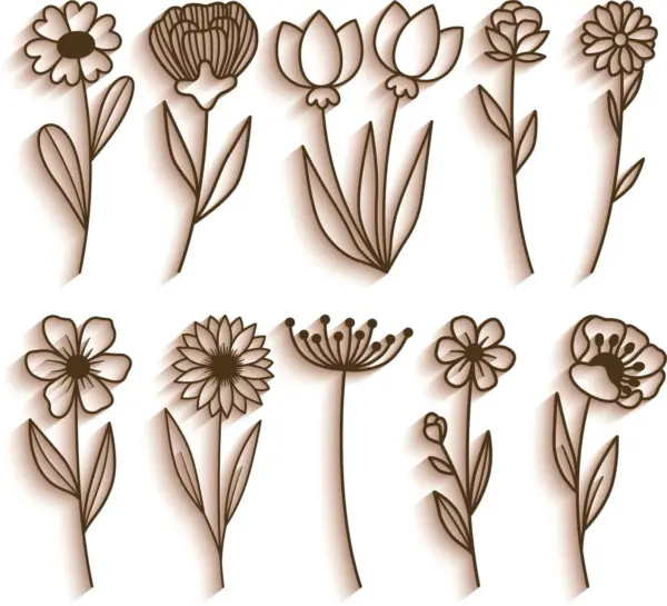 100 wildflowers bundle svg dxf